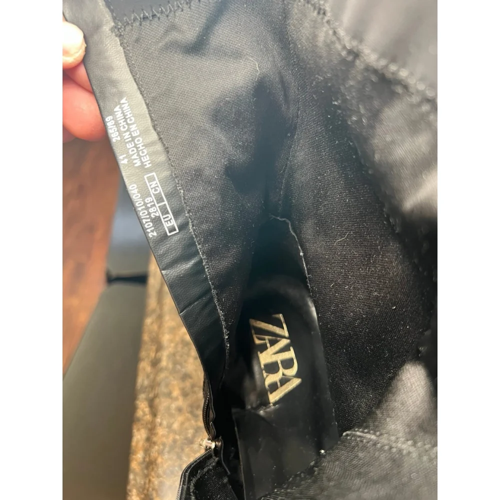 ZARA Black Rhinestone Kitten Heeled Boots - Picture 7 of 9
